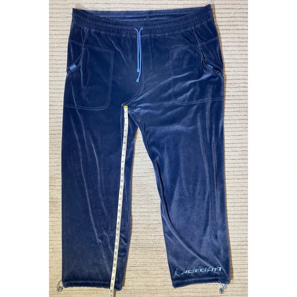 Vintage Jordan Velour Track Pants Navy Blue XL Jumpman Y2K Joggers Drawstring